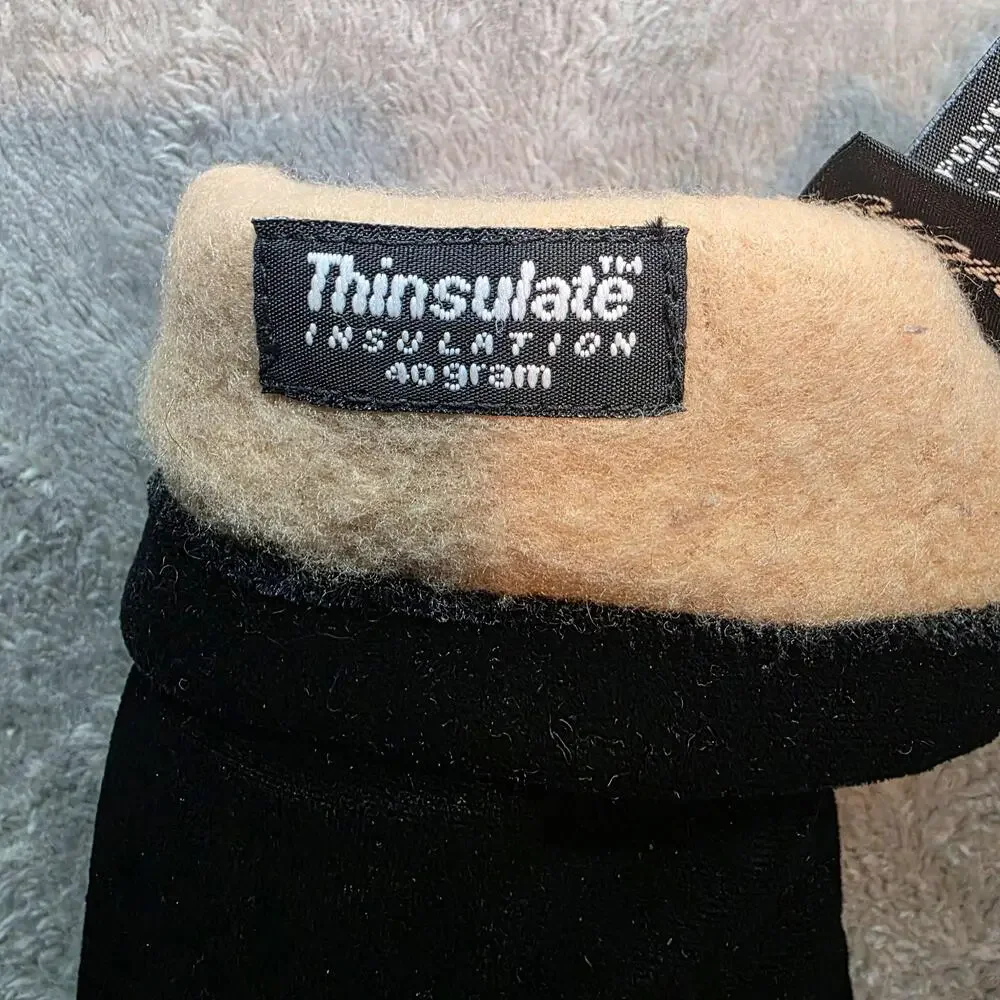 Cejon Gloves Womens One Size Black Velour Thinsulate Lined Insulated Winter